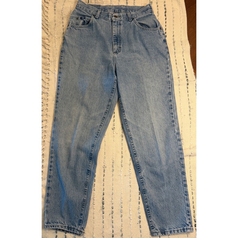 Lee Original Jeans Womens 29 Light Wash High Waisted Tapered Leg Denim Blue